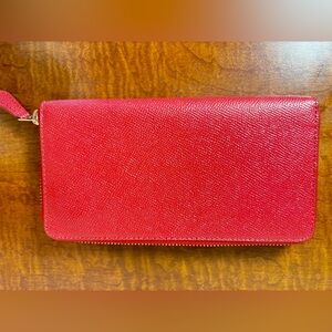Coach Vibrant Red Textured Wallet